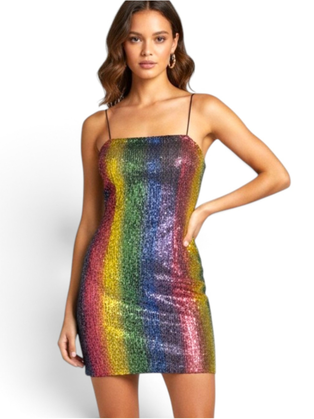 Nasty Gal Mini Dress Size 2 Rainbow Sequin